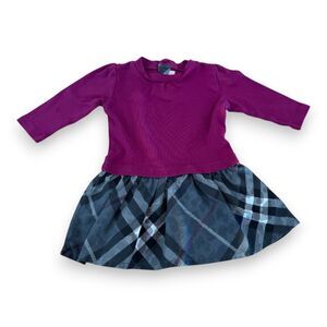 Burberry Dress with Classic Burberry Black Check 12 Months VGUC